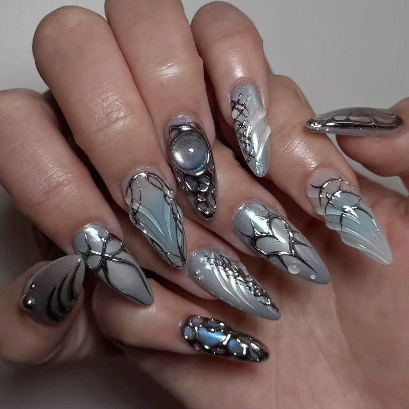 Press On Nail Set - 24 pièces portable presse sur ongles