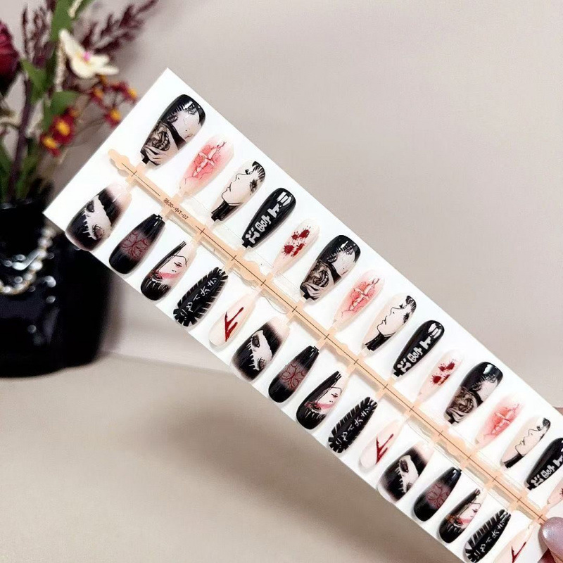 Press On Nail Set - Kawakami Tomie manucure doux Style Cool