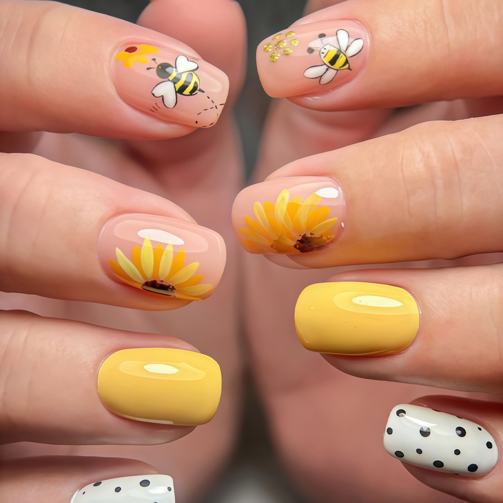 Press On Nail Set - Faux ongles carrés courts pour femmes