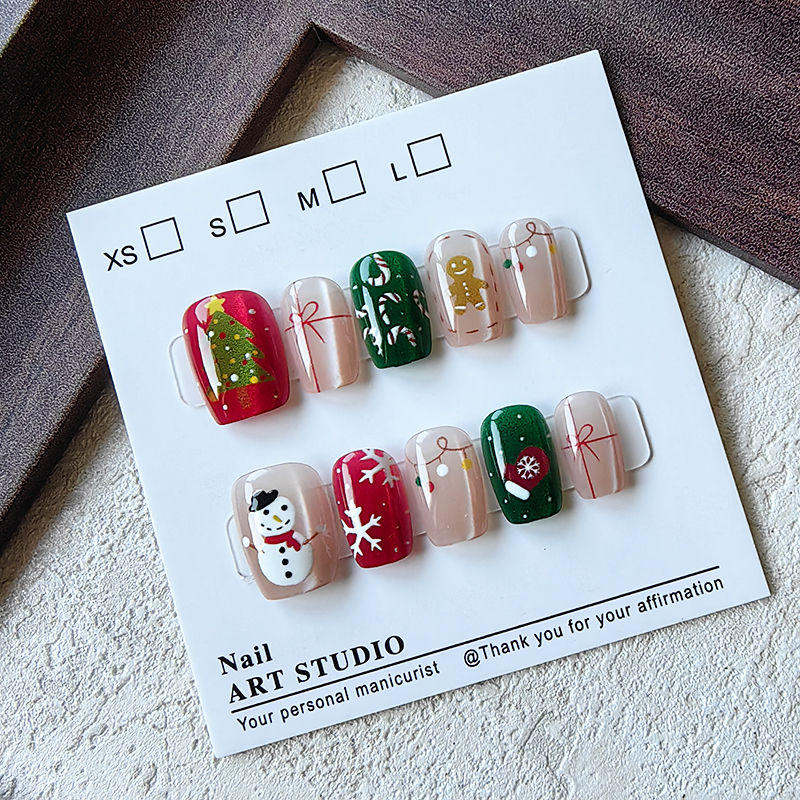 Nail Art Fake - 10 pièces noël demi à la