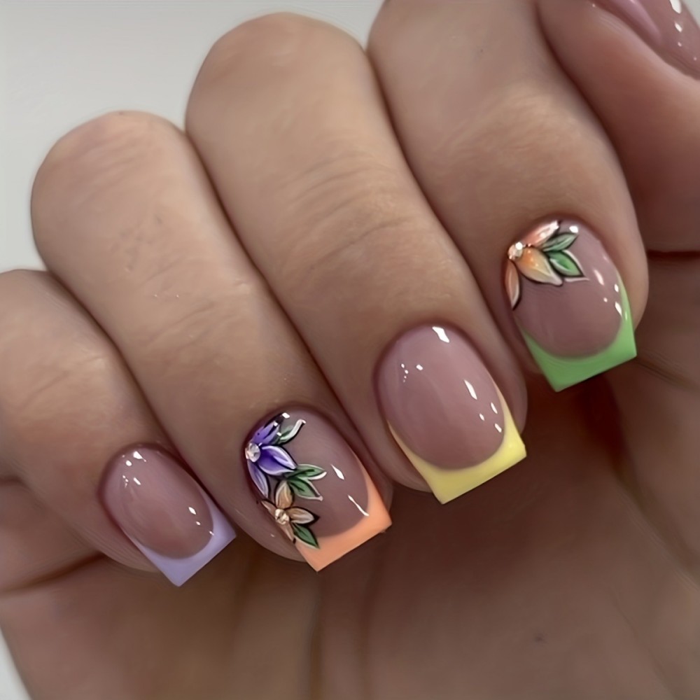 24 faux ongles roses à motif f - Press On Nail Set avis et prix