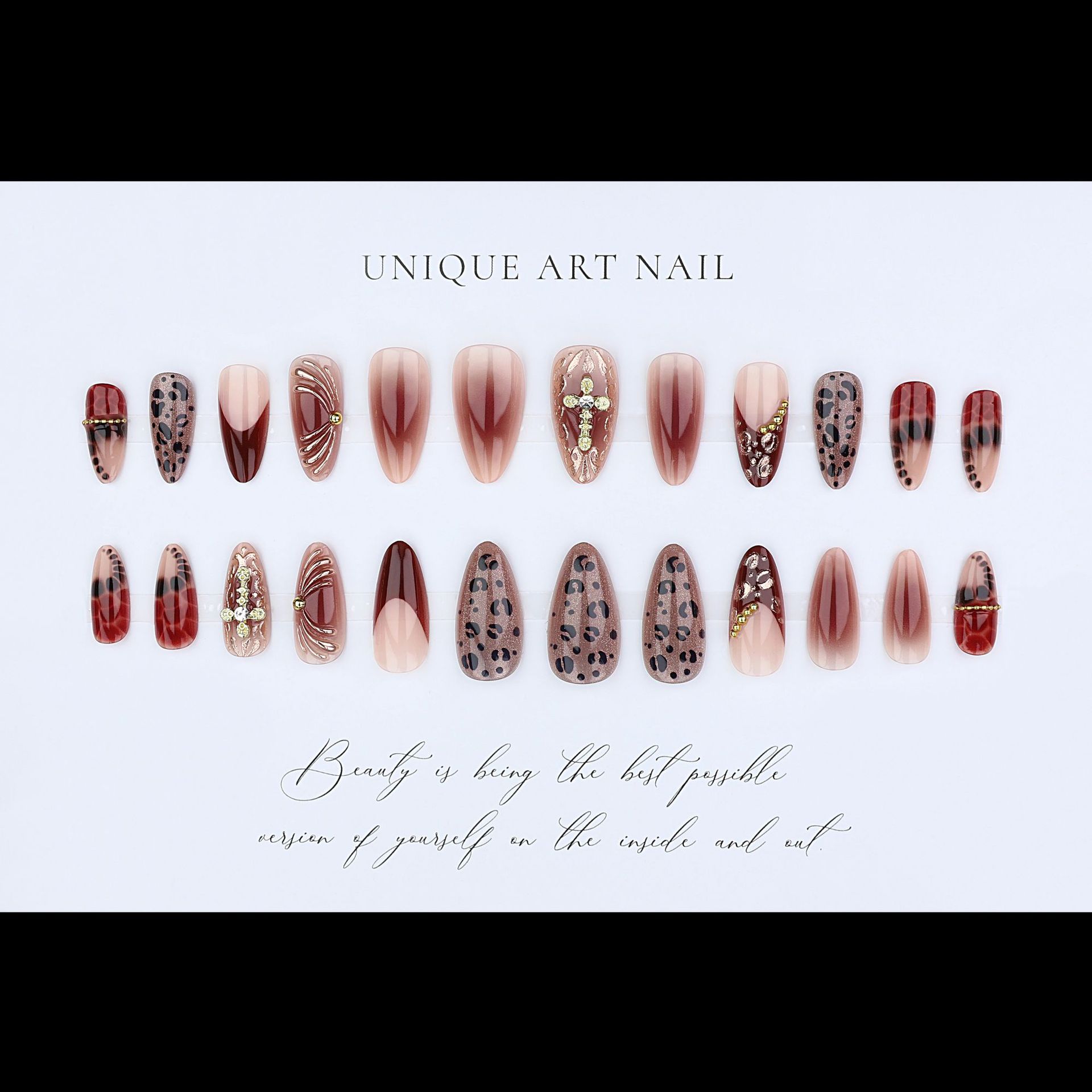 Faux ongles dégradés rouge bor - Press On Nail Set avis et prix